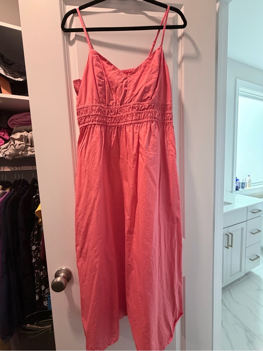 Old Navy Coral Pink Spaghetti Strap Midi Dress